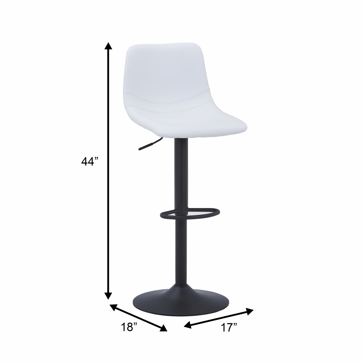 TS29W2 Tilbury Modern Adjustable Bar Stool with Footrest & 360 Deg Swivel in White - Set of 2