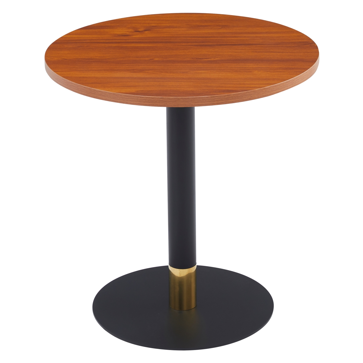 VRTGBL-27CBR Vail Dining Table Black & Gold Base with 27 in. Round Cognac Brown MDF Top