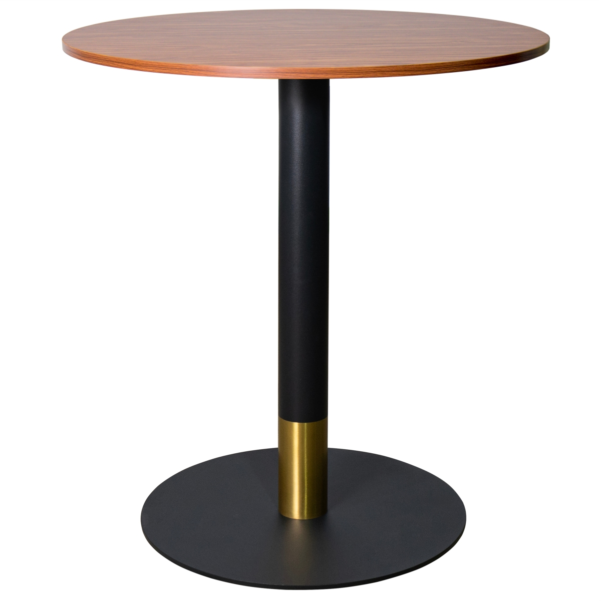 VRTGBL-36CBR Vail Dining Table Black & Gold Base with 36 in. Round Cognac Brown MDF Top