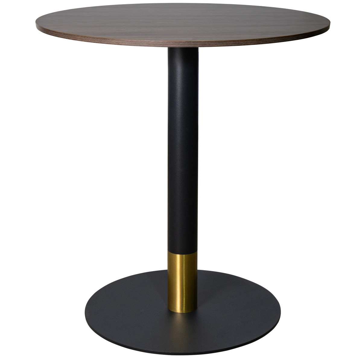 VRTGBL-36DBR Vail Dining Table Black & Gold Base with 36 in. Round Dark Brown MDF Top
