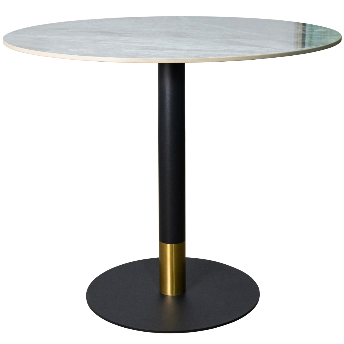 VRTGBL-36GRS Vail Dining Table Black & Gold Base with 36 in. Round Gray Stone Top