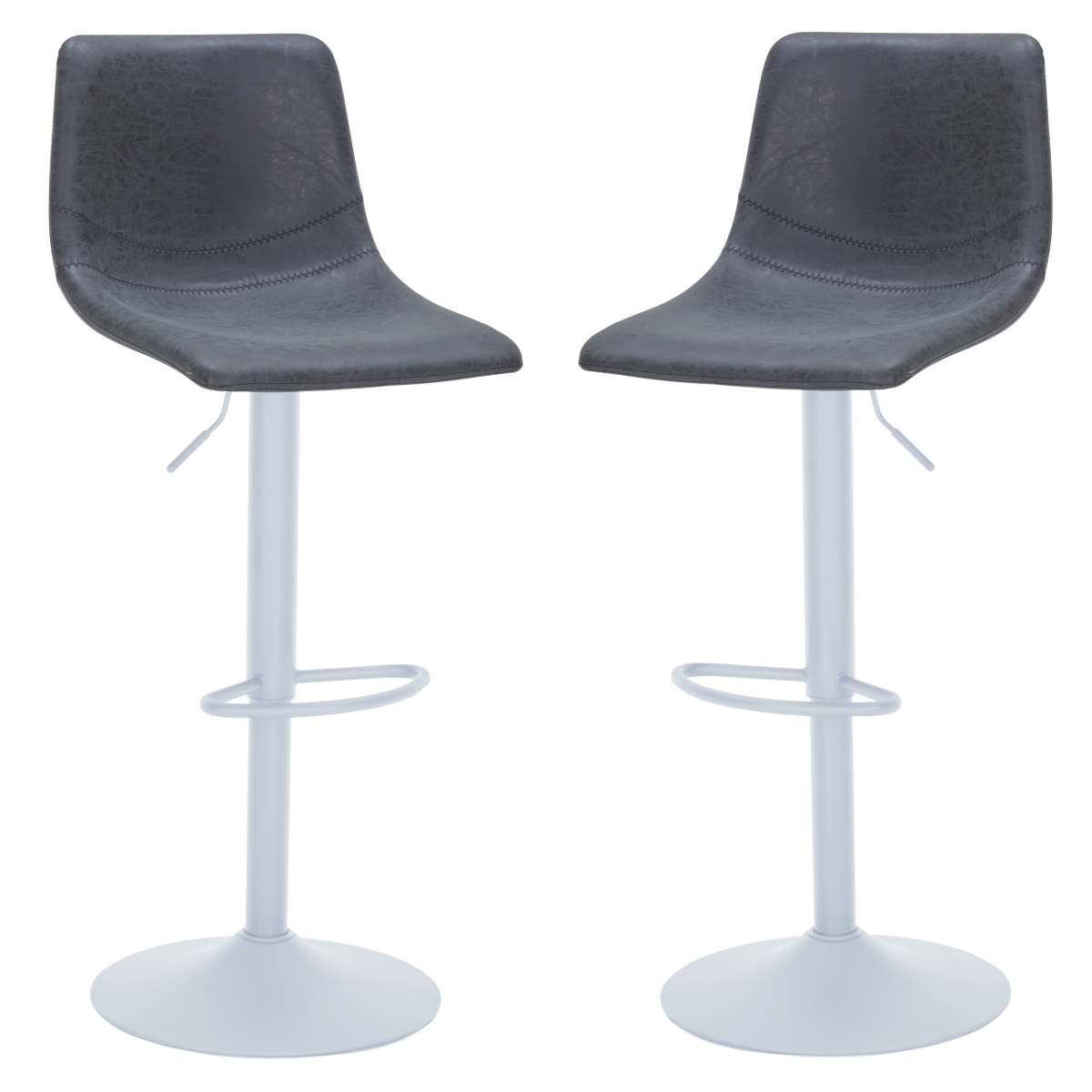 TSW-29BL2 Tilbury Bar Stool with White Base - Charcoal Black Seat - Set of 2