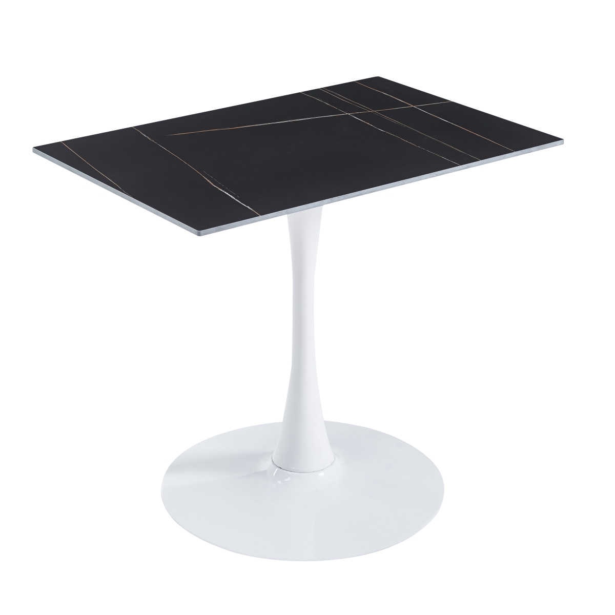 BTW-R35-BLS Bristol 24 x 35 in. Rectangular Black Sintered Stone Top with White Base Dining Table