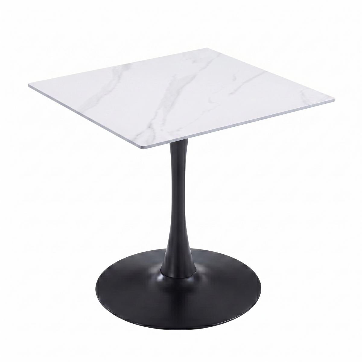 BTBL-S35-WS Bristol 35 in. Square White Sintered Stone Top with Black Base Dining Table