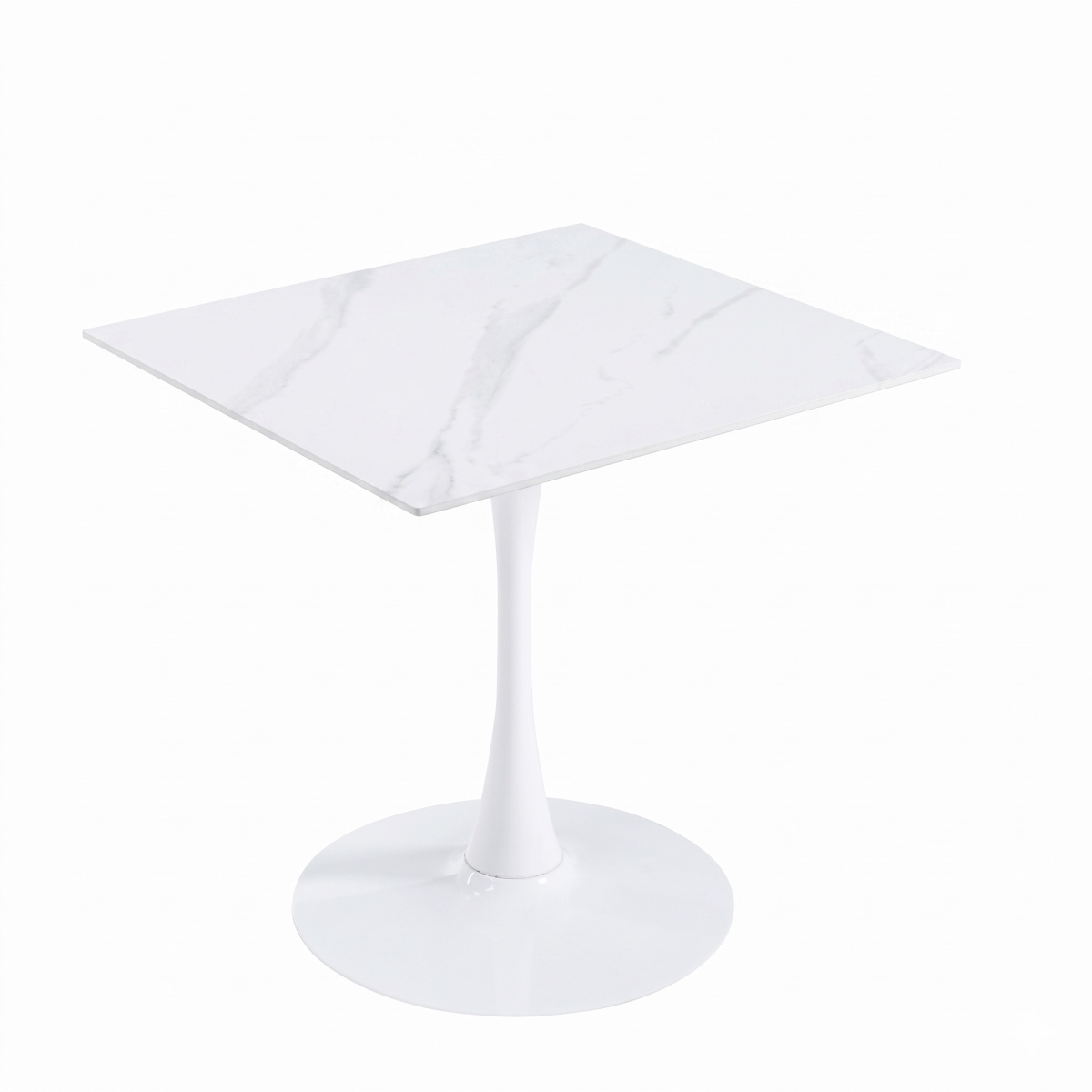 BTW-S35-WS Bristol 35 in. Square White Sintered Stone Top with White Base Dining Table