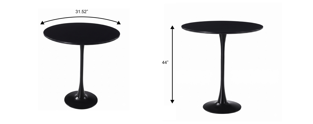 BTBL-B31BL Bristol 31 in. Black MDF Top Bar Height Dining Table with Black Base
