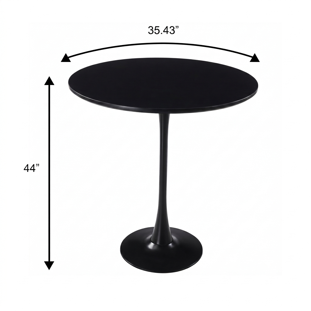 BTBL-B35BL Bristol 35 in. Black MDF Top Bar Height Dining Table with Black Base
