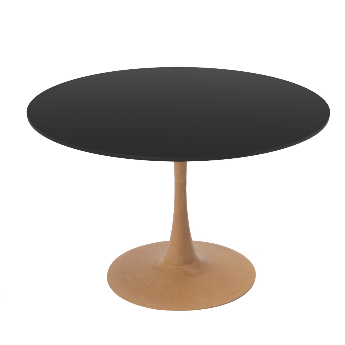 BTNW-35BLT Bristol 35 in. Round Dining Table Wood Transfer Natural Base with MDF Black Top