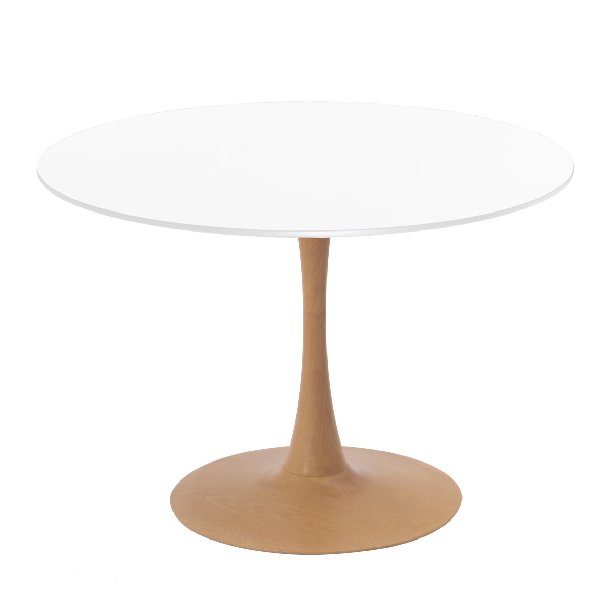 BTNW-35WT Bristol 35 in. Round Dining Table Wood Transfer Natural Base with MDF White Top