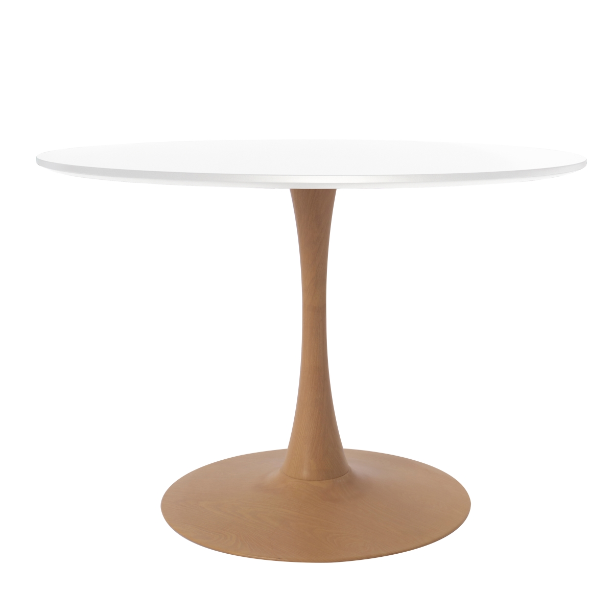 BTNW-35WST Bristol 35 in. Round Dining Table Wood Transfer Natural Base with Sintered Stone White Top