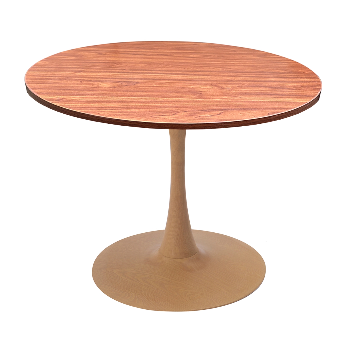 BTNW-36CBRT Bristol 36 in. Round Dining Table Wood Transfer Natural Base with MDF Cognac Brown Top