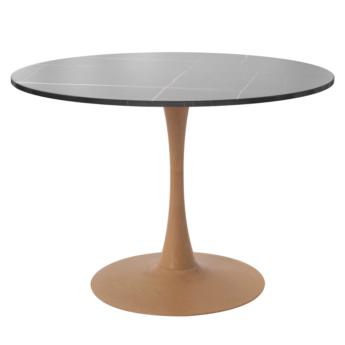 BTNW-36GRST Bristol 36 in. Round Dining Table Wood Transfer Natural Base with Sintered Stone Marble Gray Top