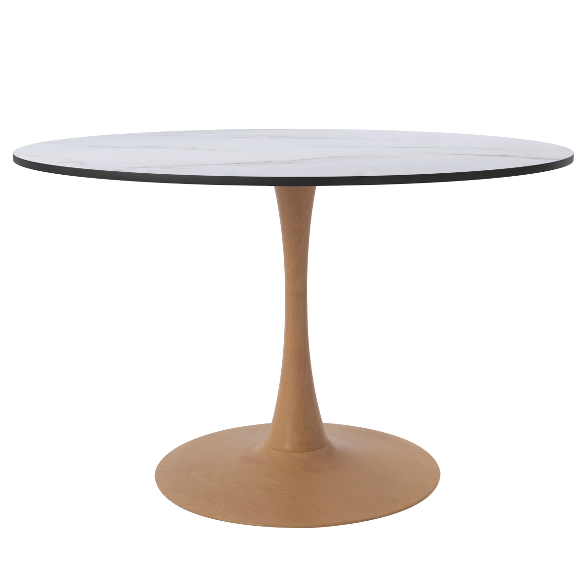 BTNW-40MWT Bristol 40 in. Round Dining Table Wood Transfer Natural Base with MDF Marbled White Top