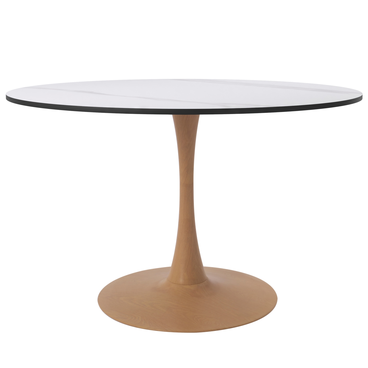 BTNW-40WT Bristol 40 in. Round Dining Table Wood Transfer Natural Base with MDF White Top