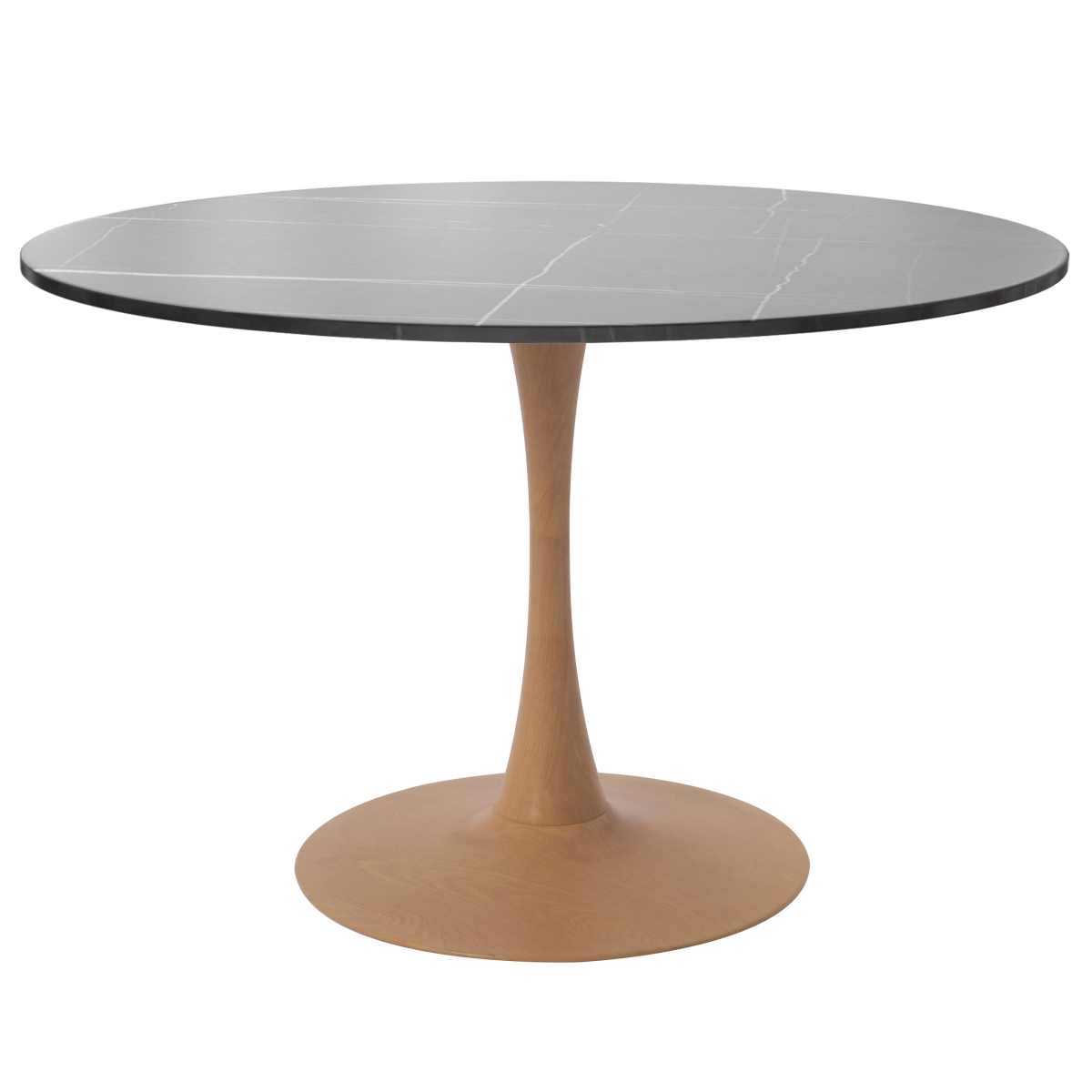 BTNW-40BLST Bristol 40 in. Round Dining Table Wood Transfer Natural Base with Sintered Stone Black Top