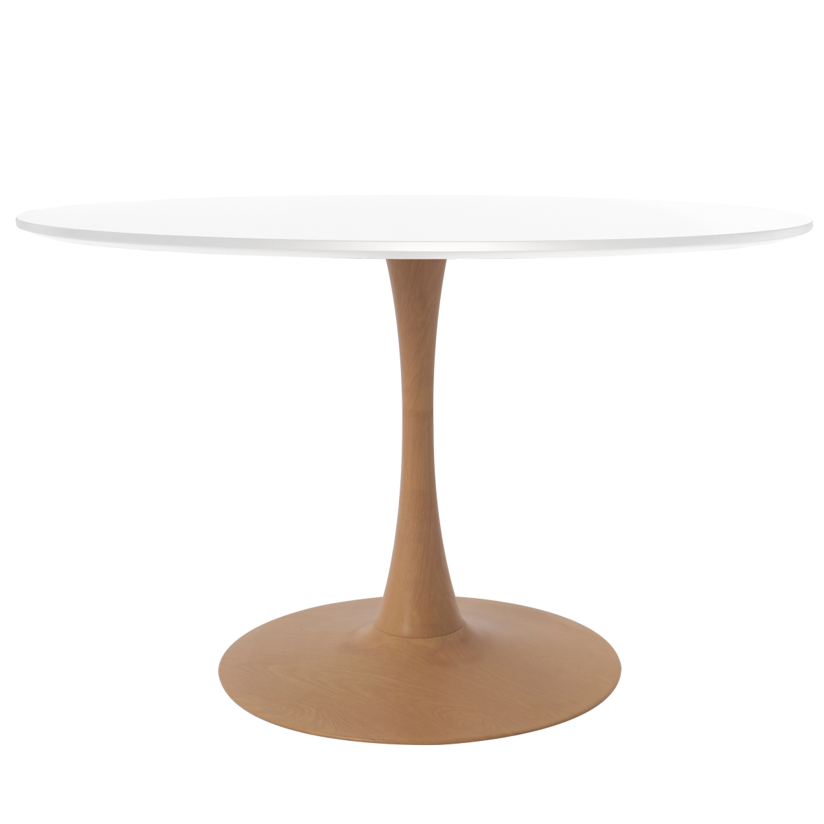 BTNW-40WST Bristol 40 in. Round Dining Table Wood Transfer Natural Base with Sintered Stone White Top