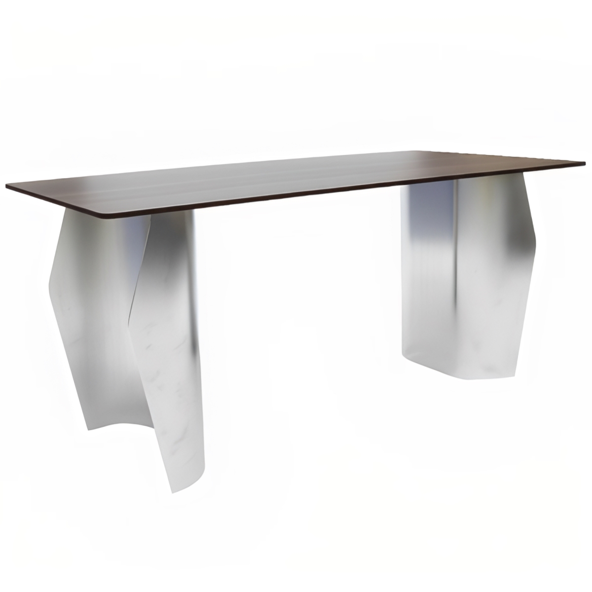 ZTSS-62RO-S Zelan Series Modern Dining Table Silver Stainless Steel Base with 62 in. Red Oak Sintered Stone Top