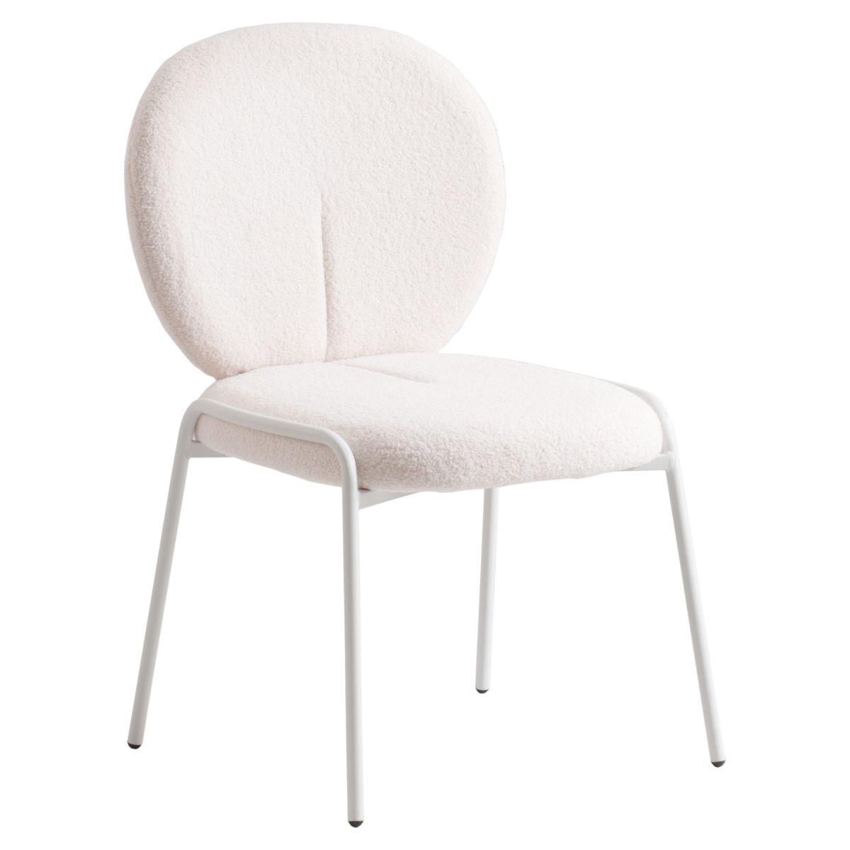 CCW-23W2 Celestial Mid-Century Modern Boucle Dining Chair with White Frame, White - Set of 2