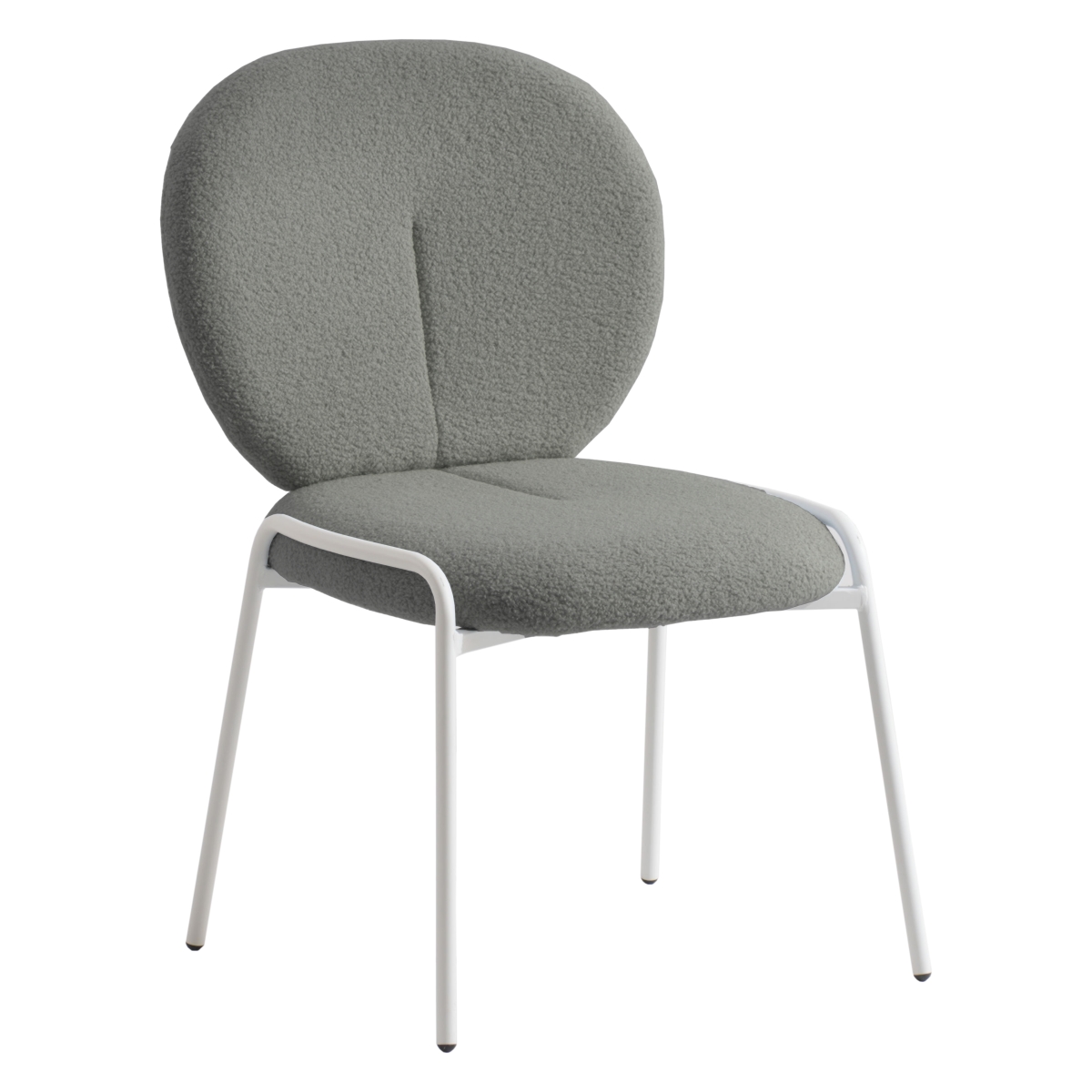 CCW-23G4 Celestial Mid-Century Modern Boucle Dining Chair with White Frame, Green - Set of 4
