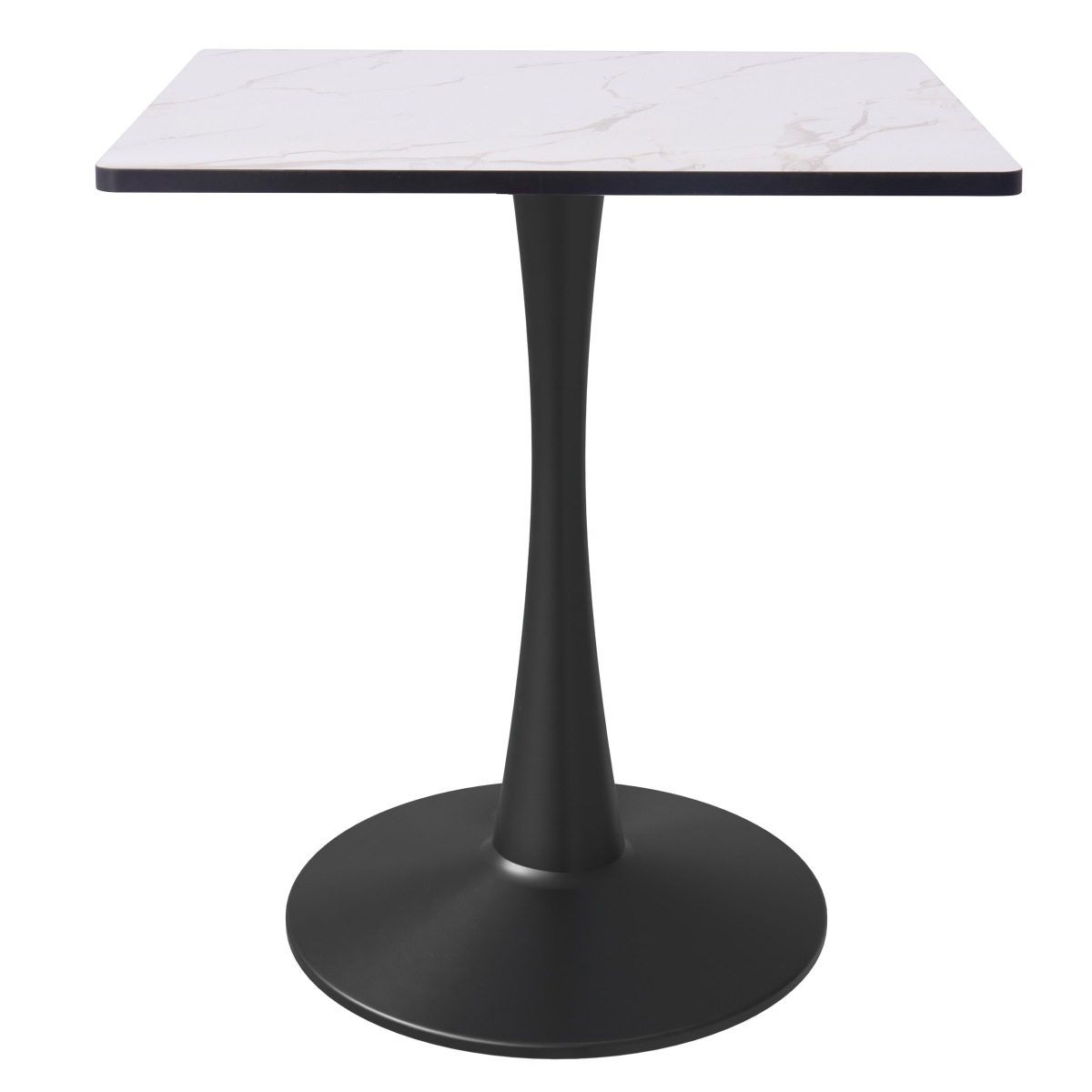 BTBL-S27MWT Bristol 27 in. Square Dining Table Black Base with MDF Marbled White Top