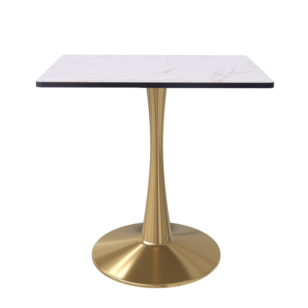 BTG-S27MWT Bristol 27 in. Square Dining Table Gold Base with MDF Marbled White Top