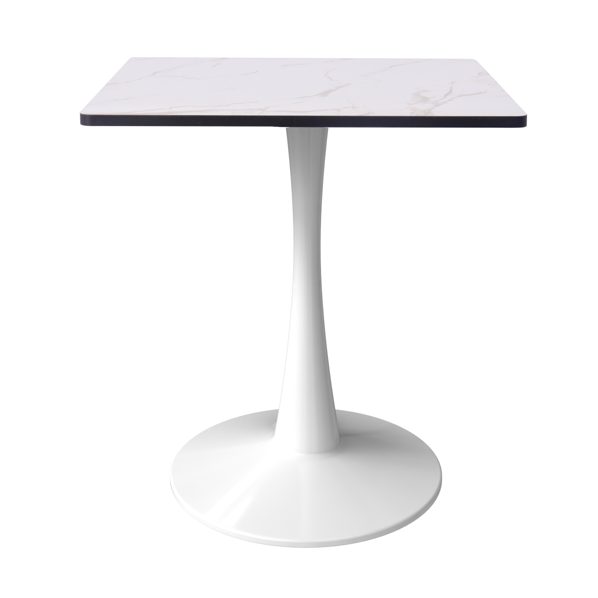 BTW-S27MWT Bristol 27 in. Square Dining Table White Base with MDF Marbled White Top