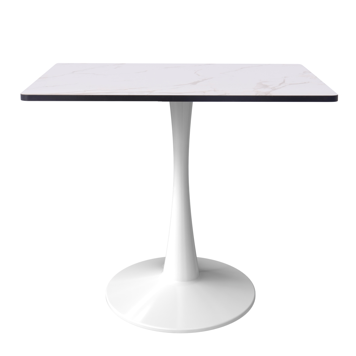 BTW-S35MWT Bristol 35 in. Square Dining Table Gold Base with MDF Marbled White Top