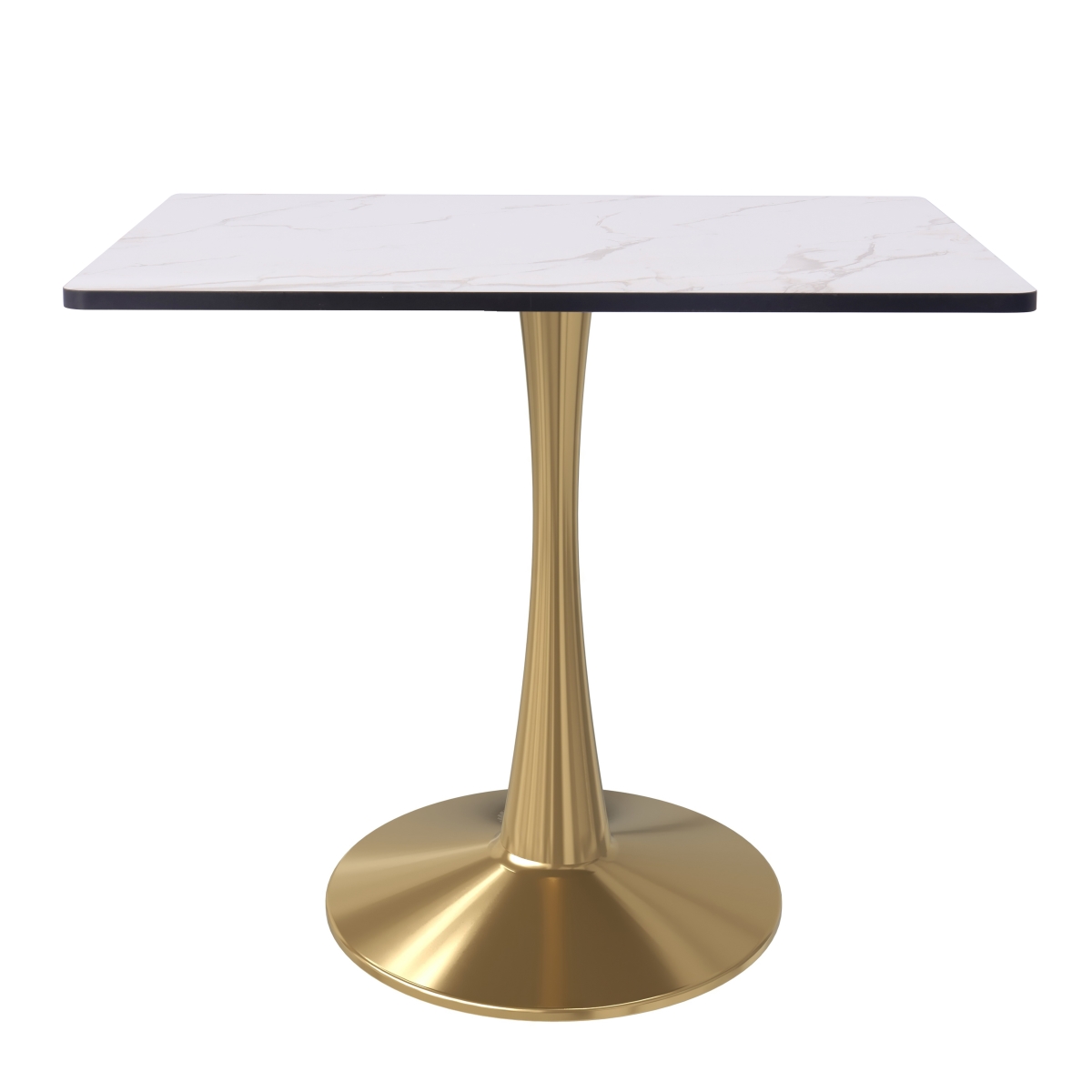 BTG-S35MWT Bristol 35 in. Square Dining Table White Base with MDF Marbled White Top