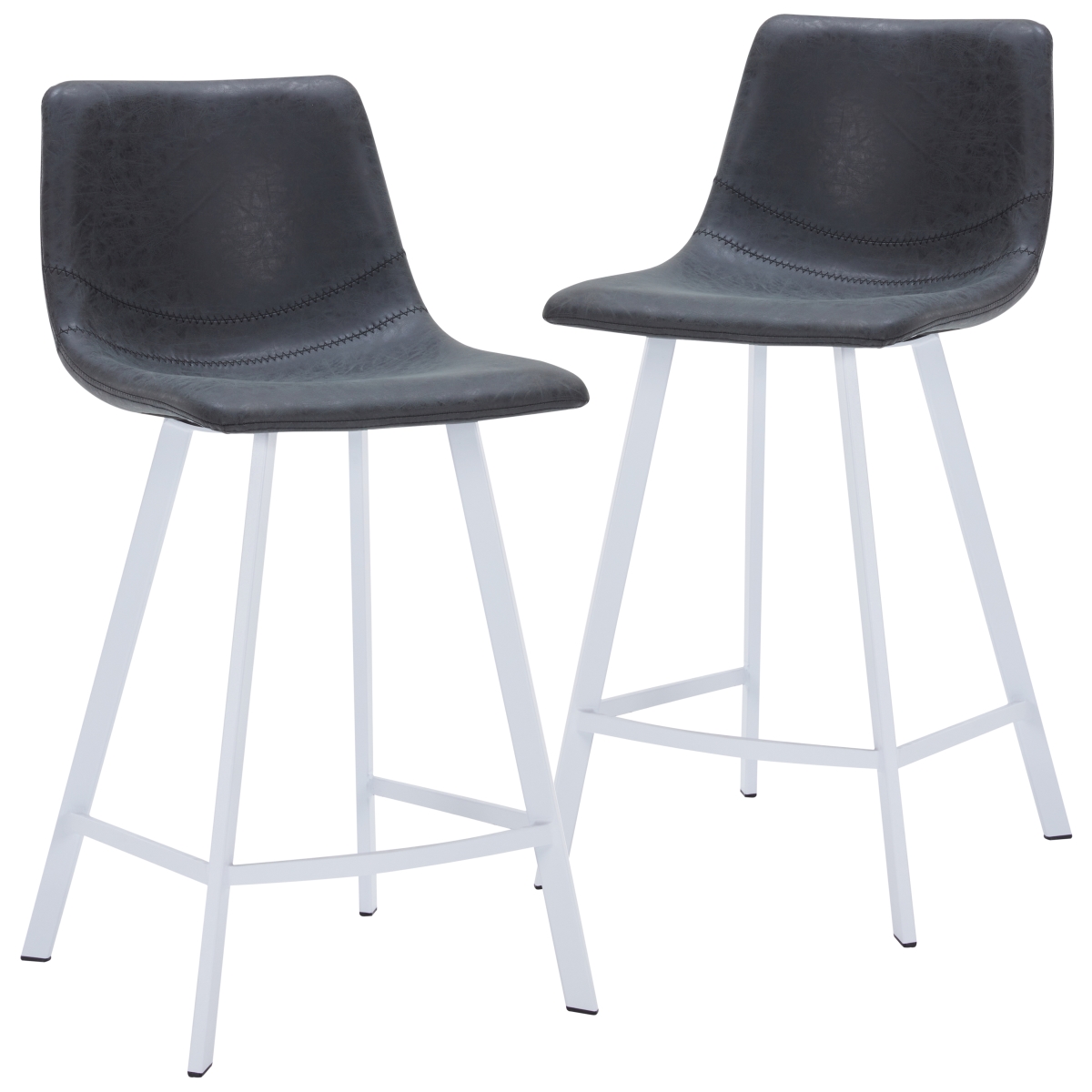 ESW-24BL2 Elland Counter Stool with White Base - Charcoal Black - Set of 2