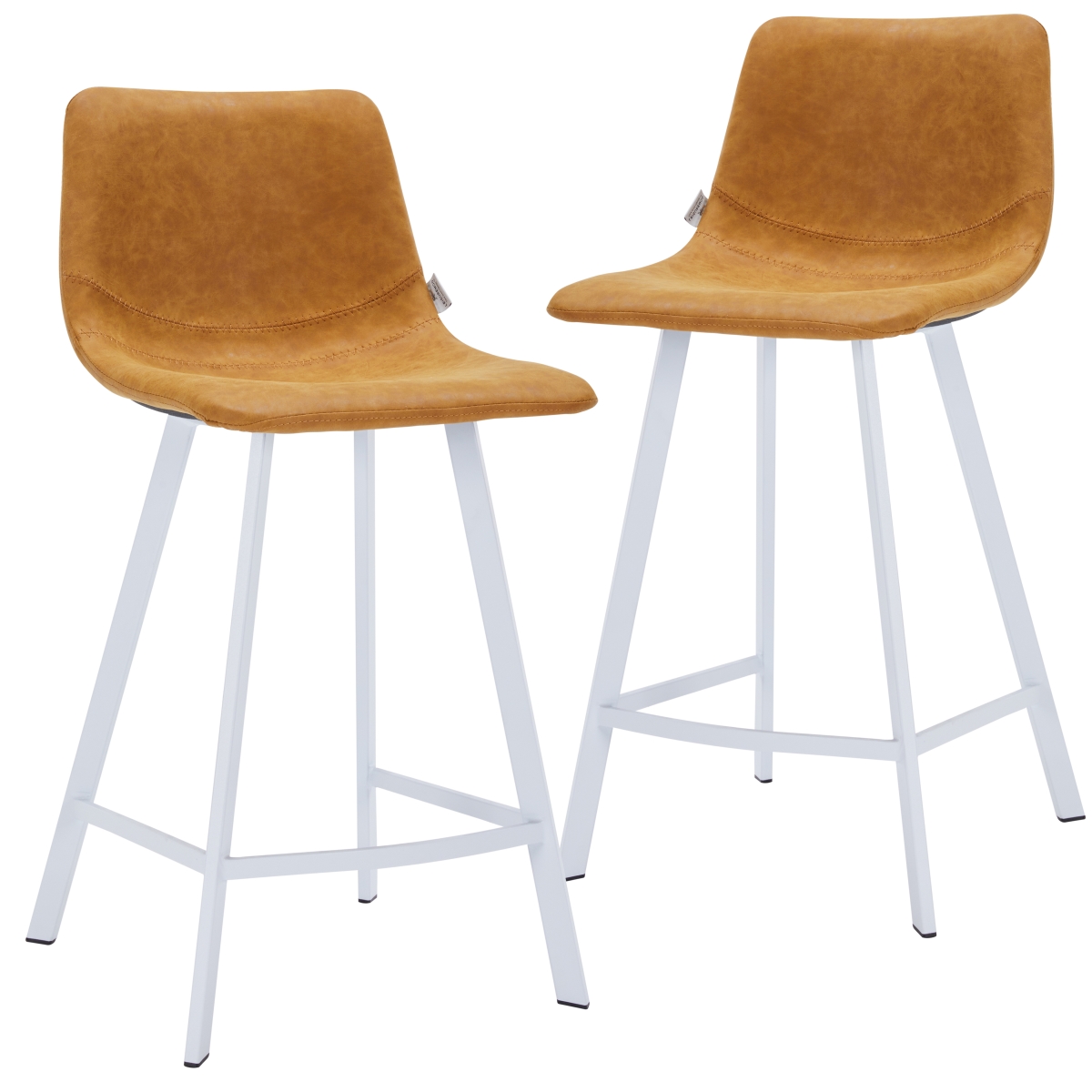 ESW-24BR2 Elland Counter Stool with White Base - Light Brown - Set of 2