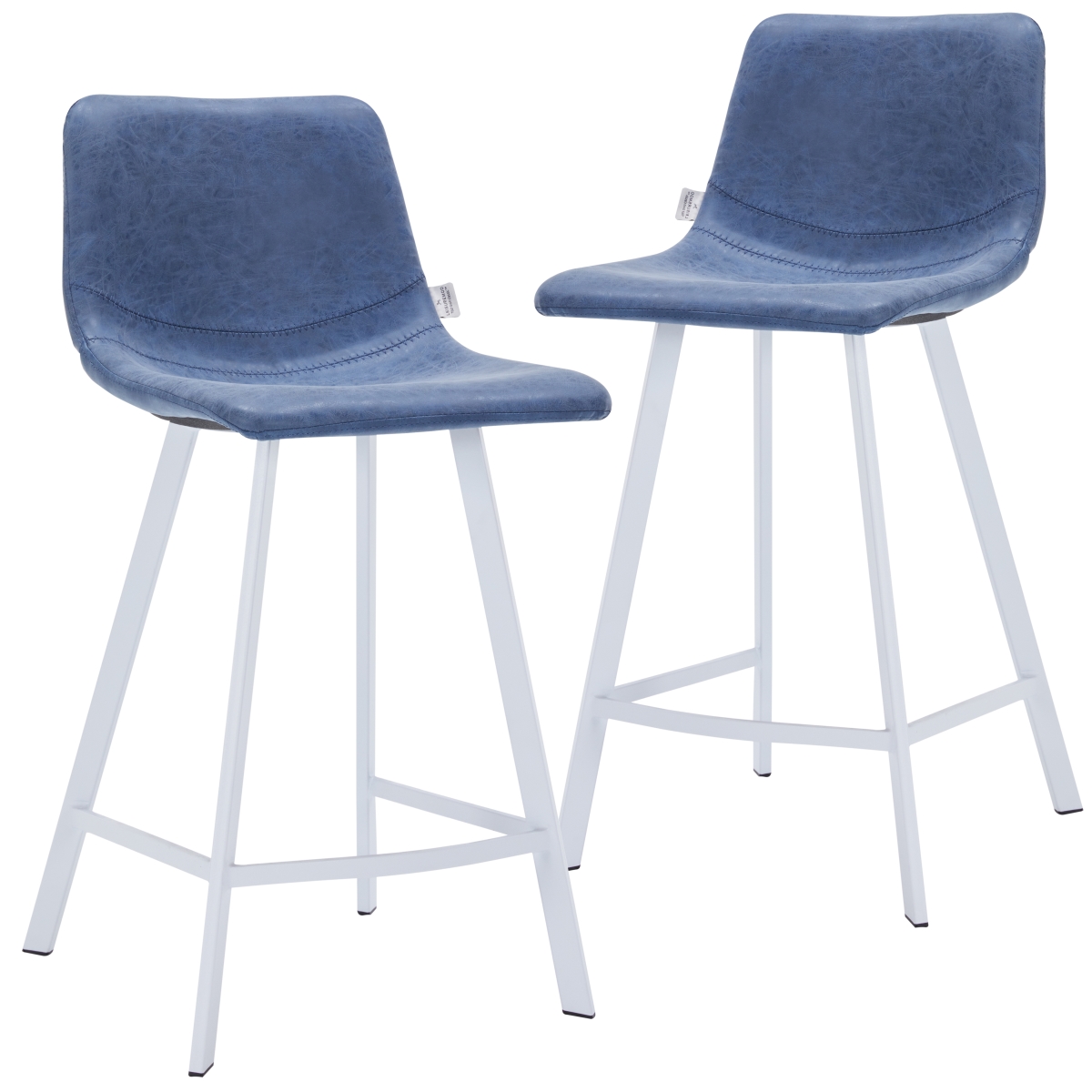 ESW-24BU2 Elland Counter Stool with White Base - Peacock Blue - Set of 2