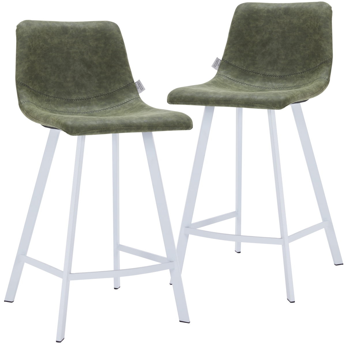 ESW-24G2 Elland Counter Stool with White Base - Olive Green - Set of 2