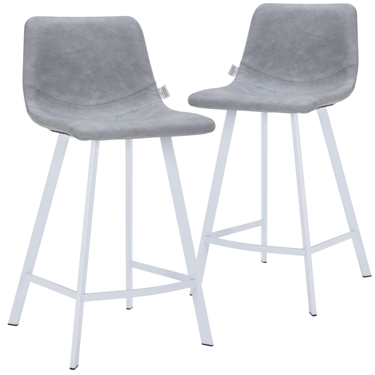 ESW-24LGR2 Elland Counter Stool with White Base - Light Gray - Set of 2