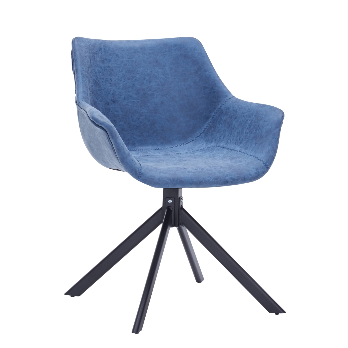 ESCBL-26-BU2 Markley Modern Leather Dining Swivel Arm Chair in Light Blue - Set of 2