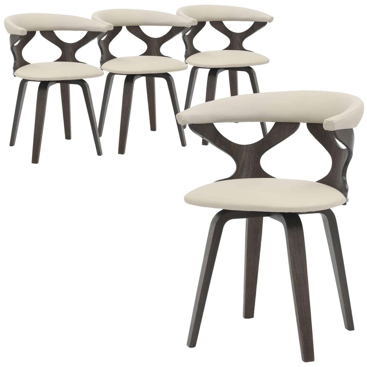 KCDW-22TP4 Klyne Modern Wooden Dining Chair, Dark Walnut Frame in Taupe - Set of 4