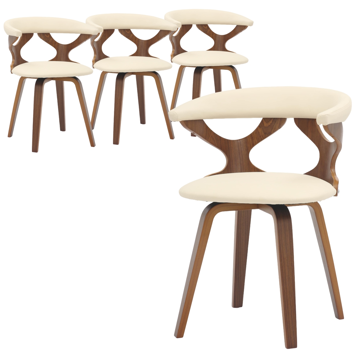 KCWN-22TP4 Klyne Modern Wooden Dining Chair, Walnut Frame in Taupe - Set of 4