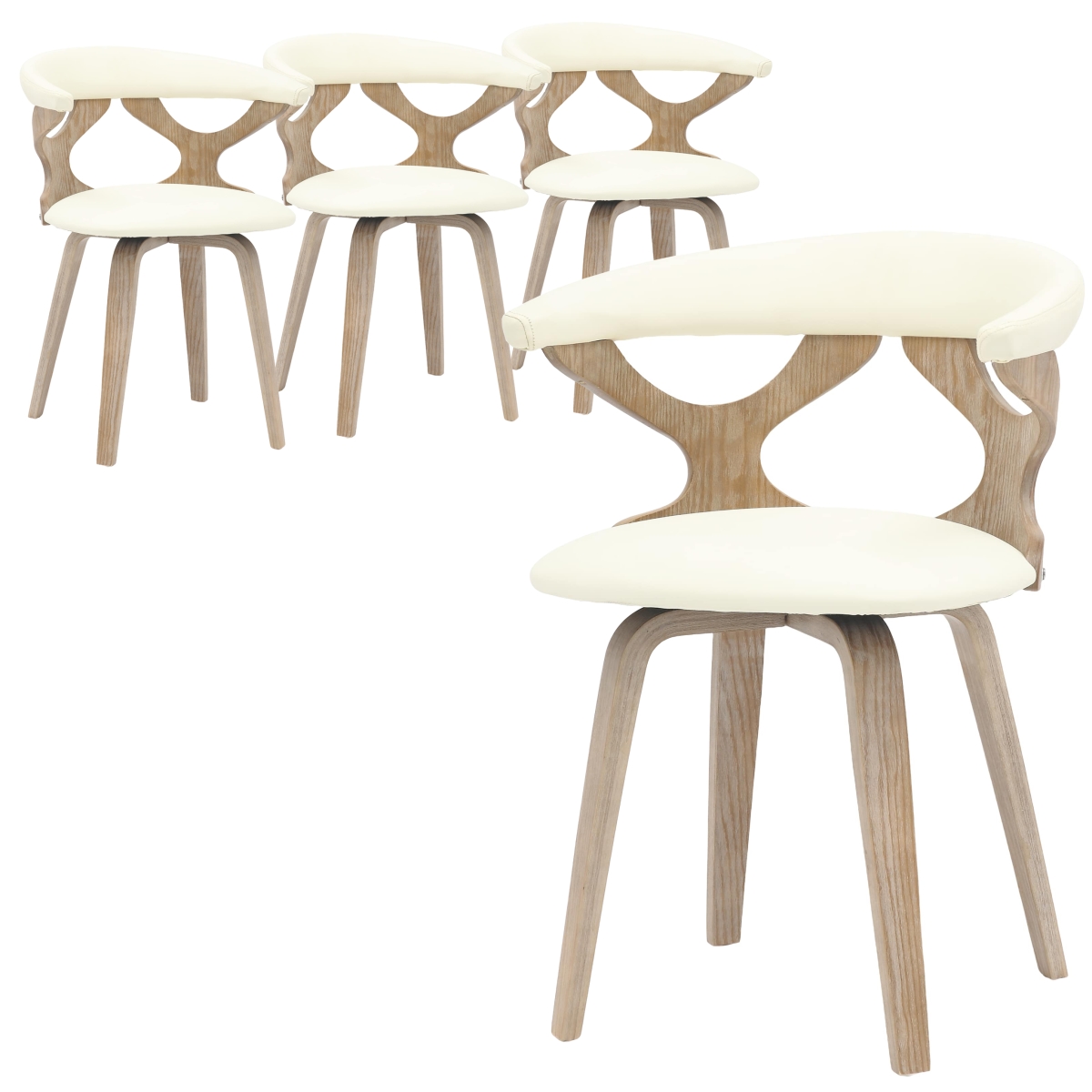 KCWW-22W4 Klyne Modern Wooden Dining Chair, Washed Walnut Frame in White - Set of 4