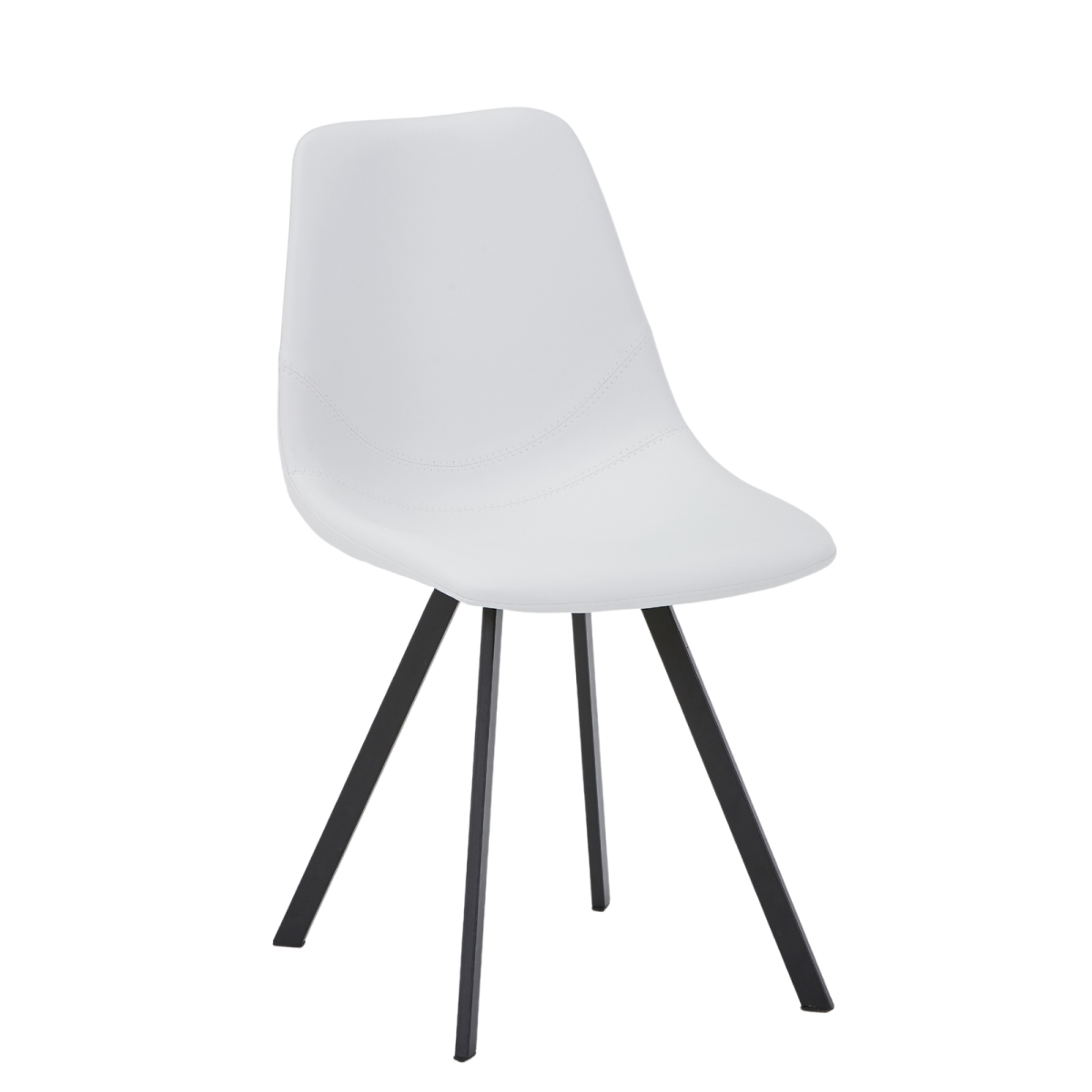 MC18W Markly Modern Leather Dining Chair with Metal Legs in White