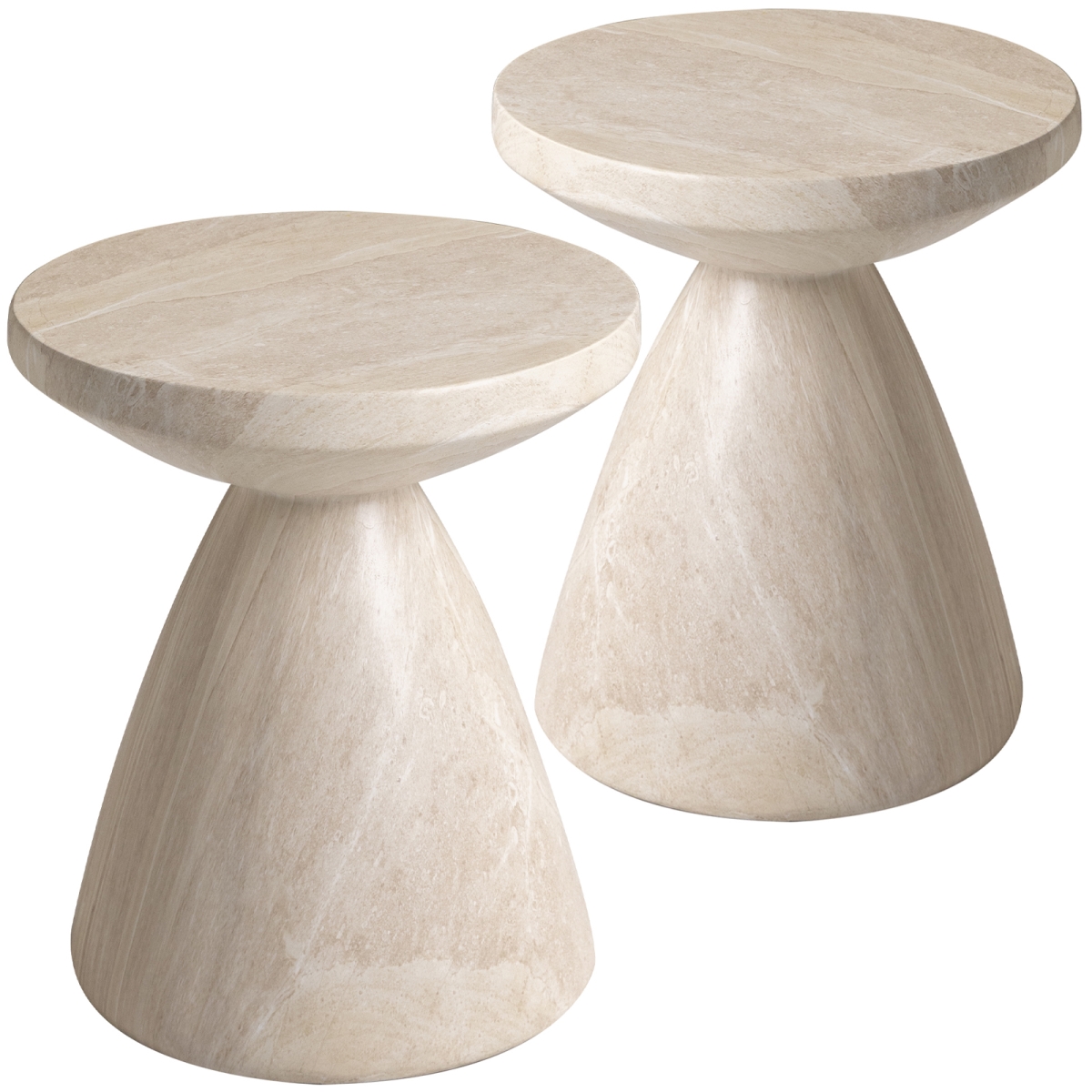 Dune 17 in Round Fiberstone Side Table, Pedestal Base, Weatherproof, Fully Assembled