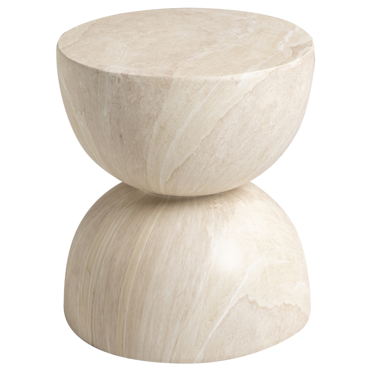 Sage Fiberstone Side Table, Half-Round Hourglass Design, Weatherproof, Fully Assembled