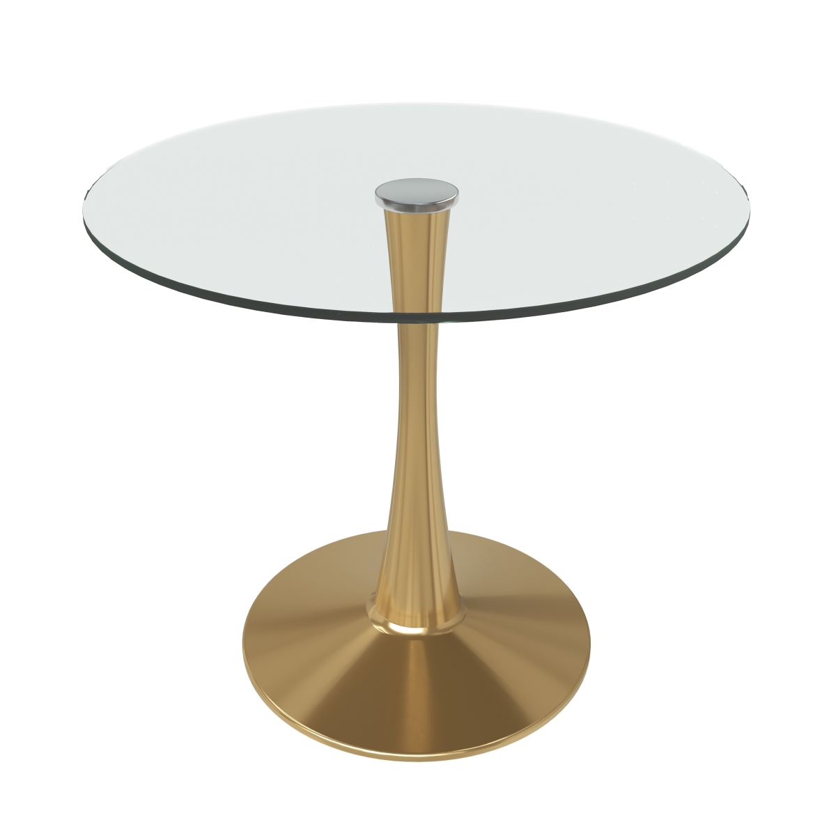 BTG-35CL Bristol Bistro Dining Table Gold Base with 35 in. Clear Glass Top