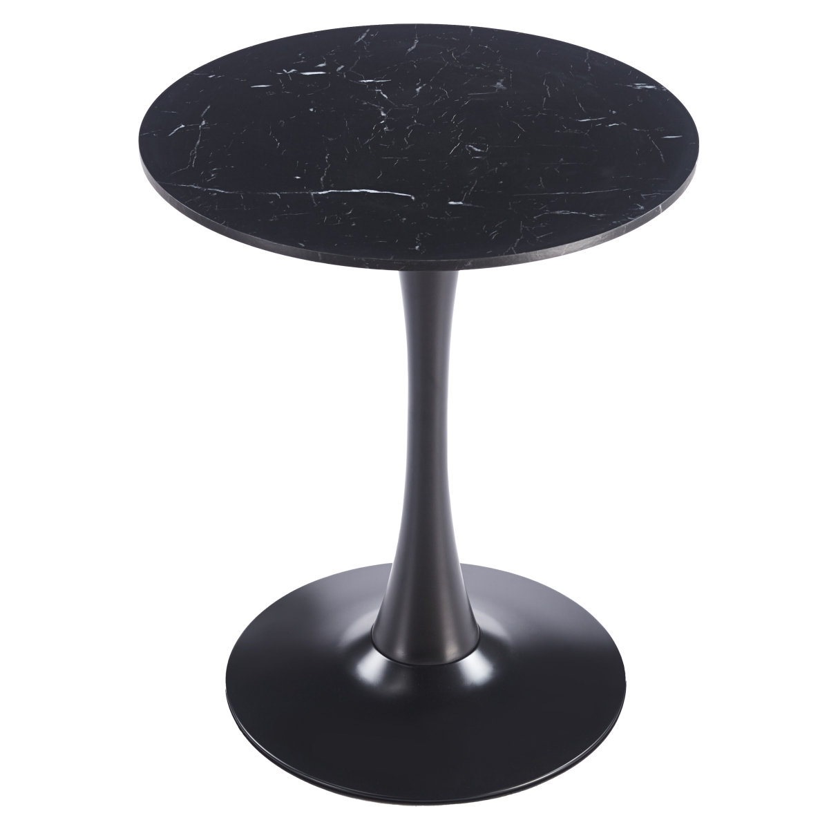BTBL-B24BLMT Bristol Bistro Dining Table Black Base with 24 in. Marbled Black Beveled Top