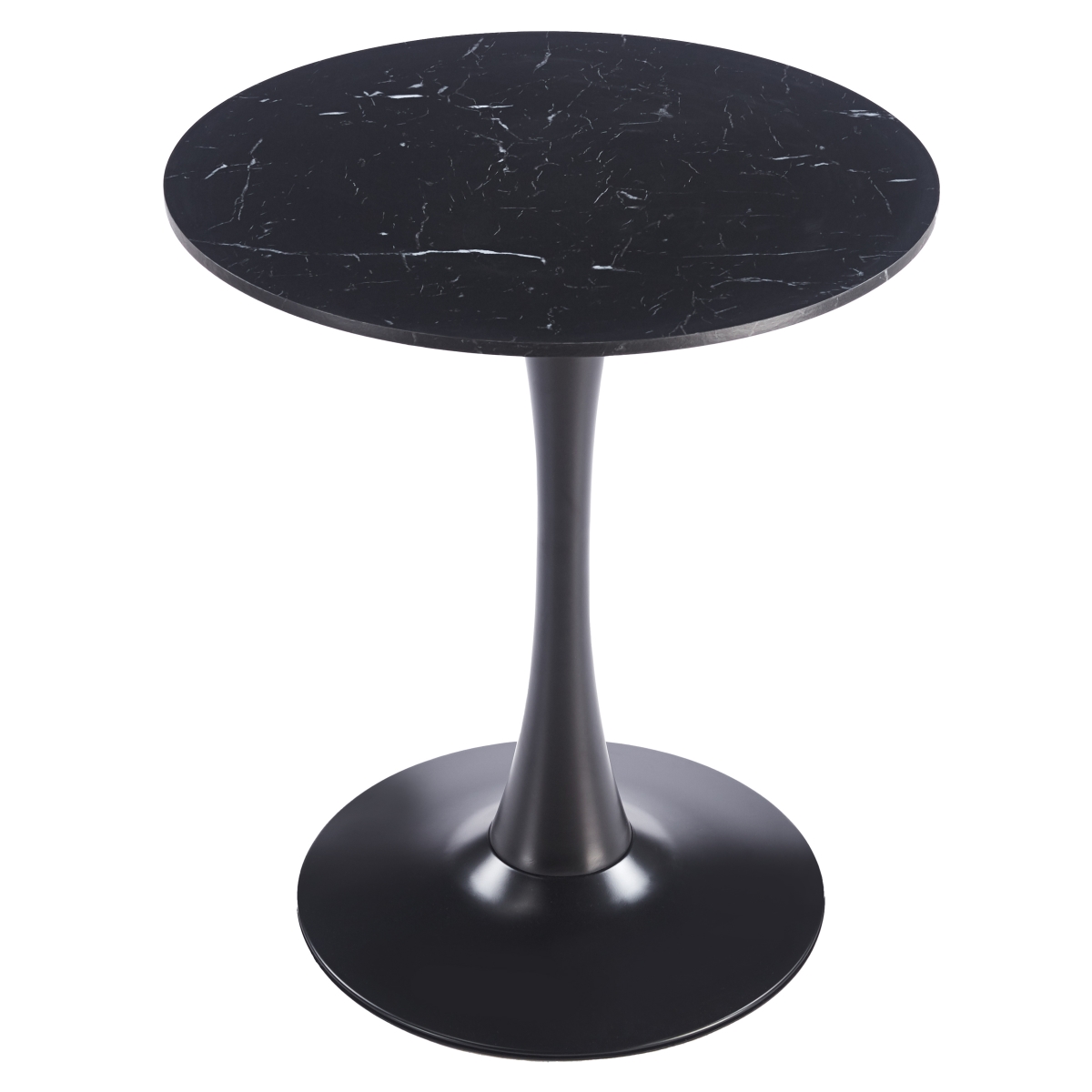 BTBL-B27BLMT Bristol Bistro Dining Table Black Base with 27 in. Marbled Black Beveled Top