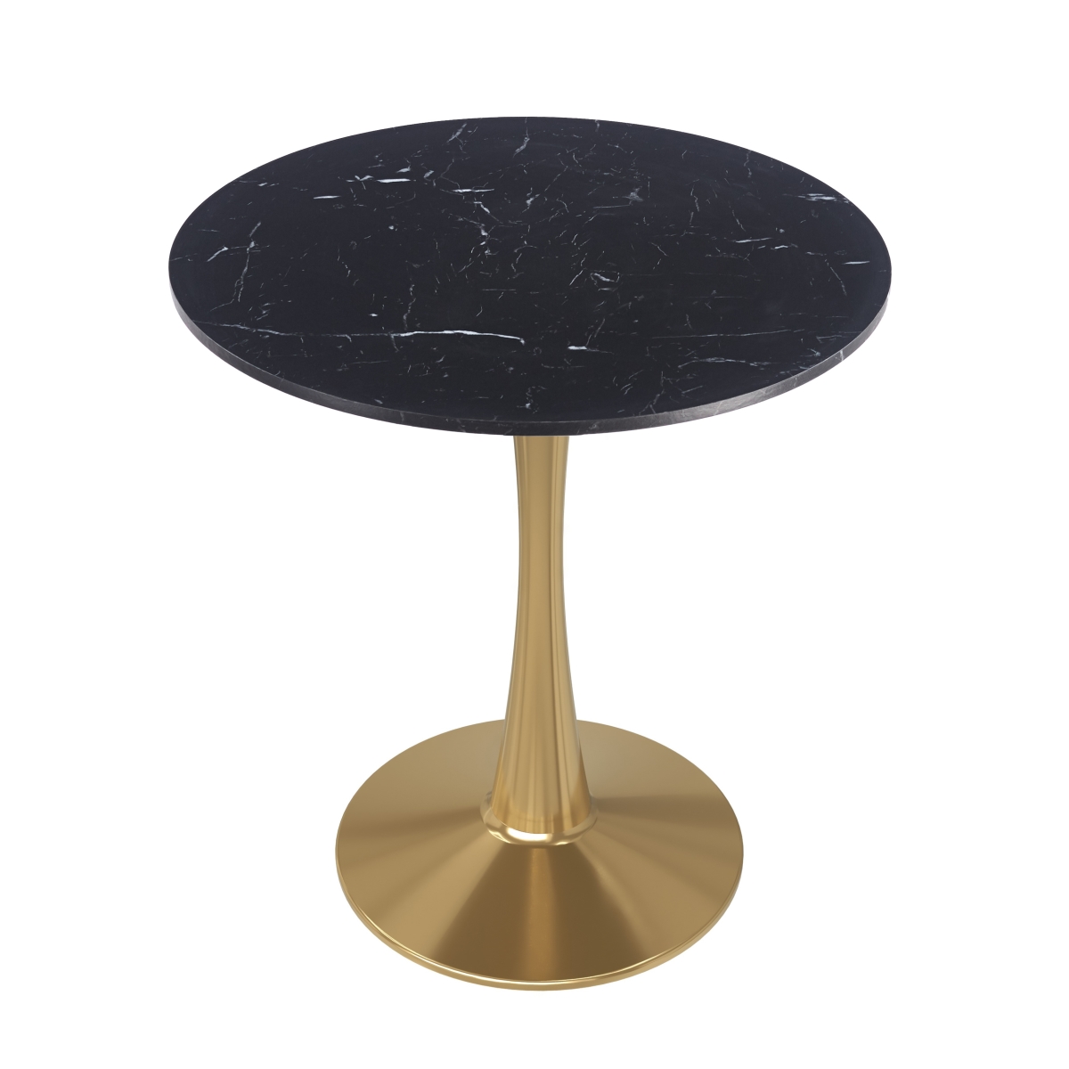 BTG-B27BLMT Bristol Bistro Dining Table Gold Base with 27 in. Marbled Black Beveled Top