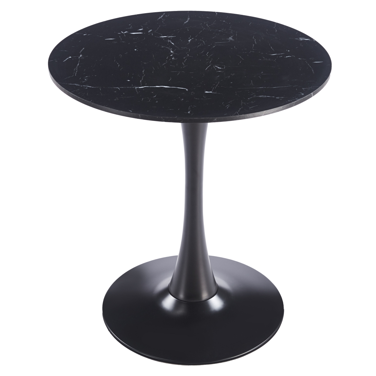 BTBL-B31BLMT Bristol Bistro Dining Table Black Base with 31 in. Marbled Black Beveled Top