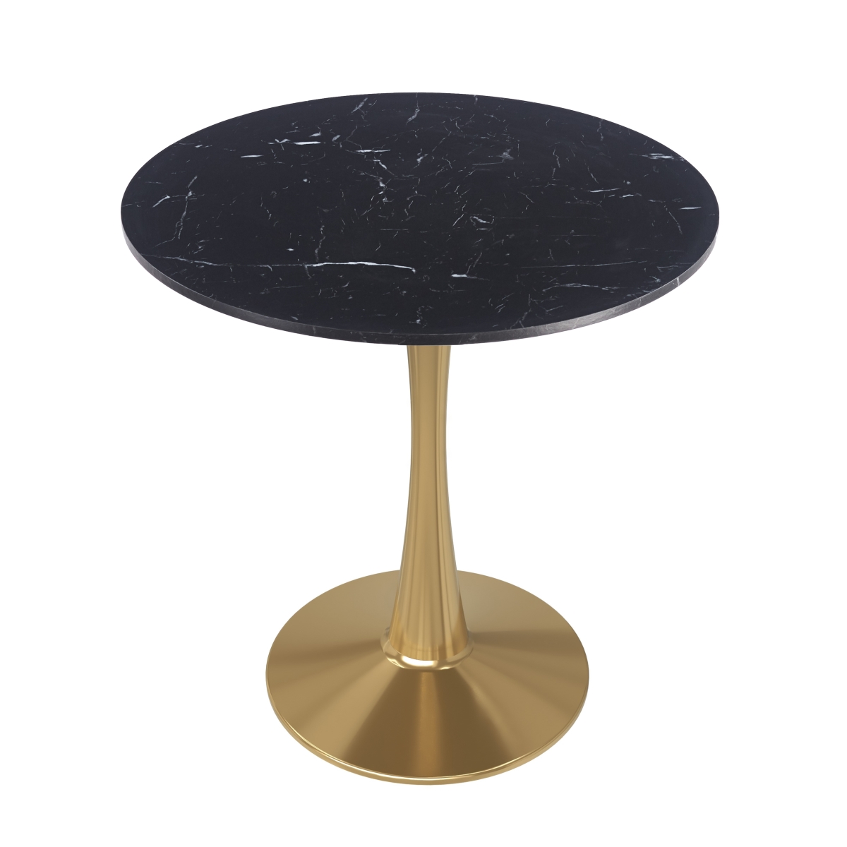 BTG-B31BLMT Bristol Bistro Dining Table Gold Base with 31 in. Marbled Black Beveled Top