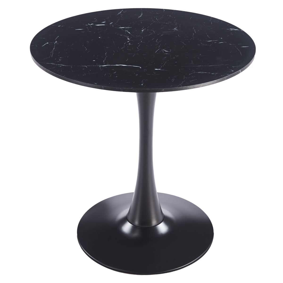 BTBL-B35BLMT Bristol Bistro Dining Table Black Base with 35 in. Marbled Black Beveled Top
