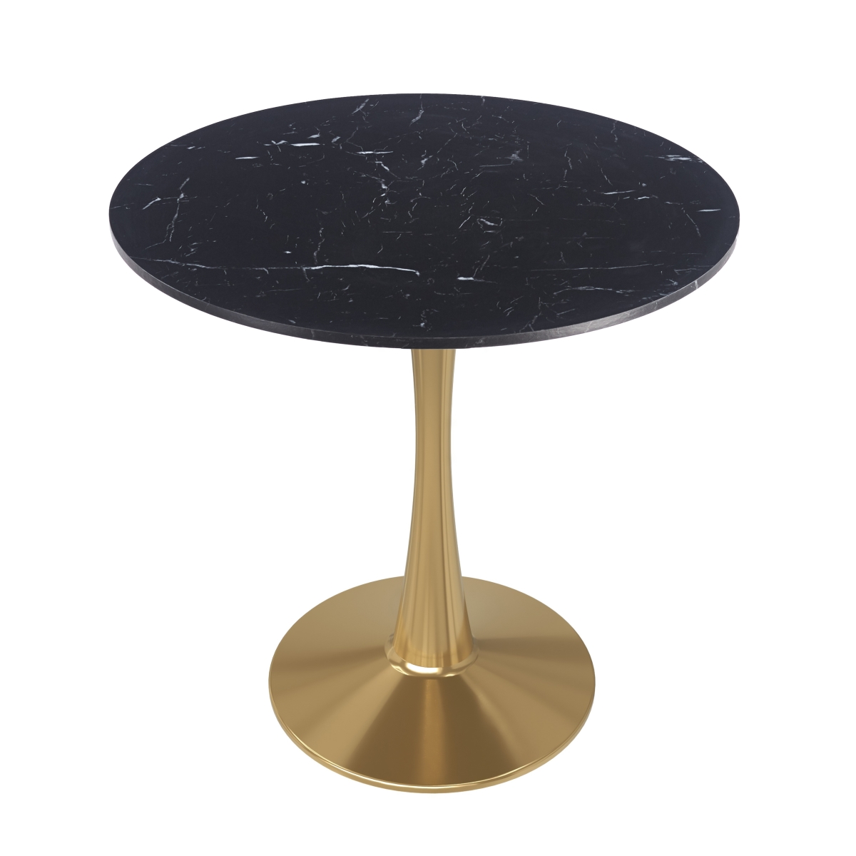 BTG-B35BLMT Bristol Bistro Dining Table Gold Base with 35 in. Marbled Black Beveled Top