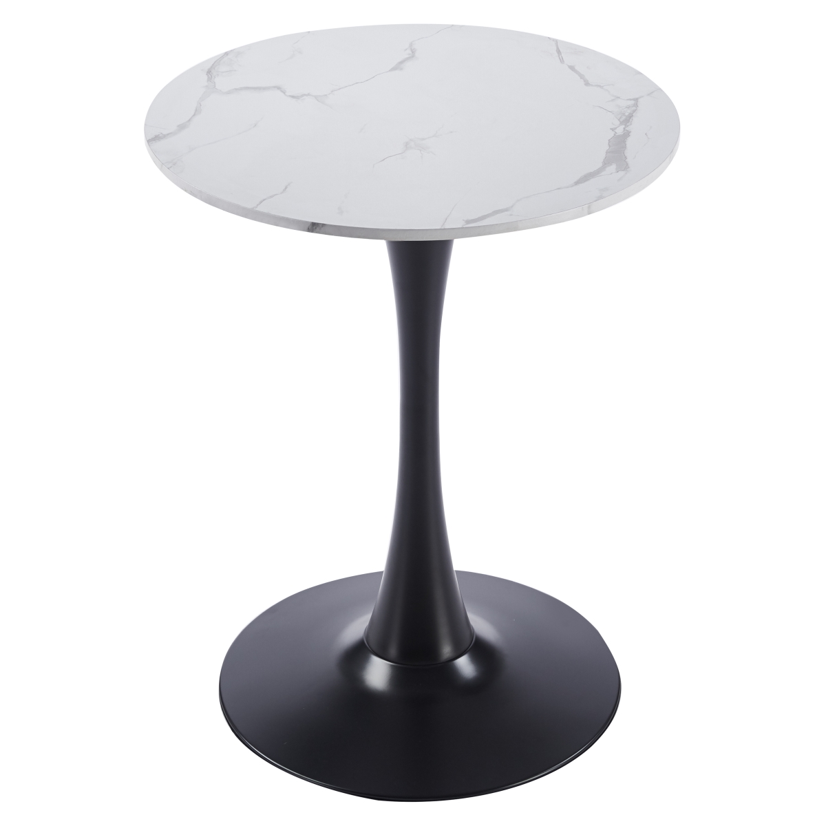 BTBL-B24MWT Bristol Bistro Dining Table Black Base with 24 in. Marbled White Beveled Top