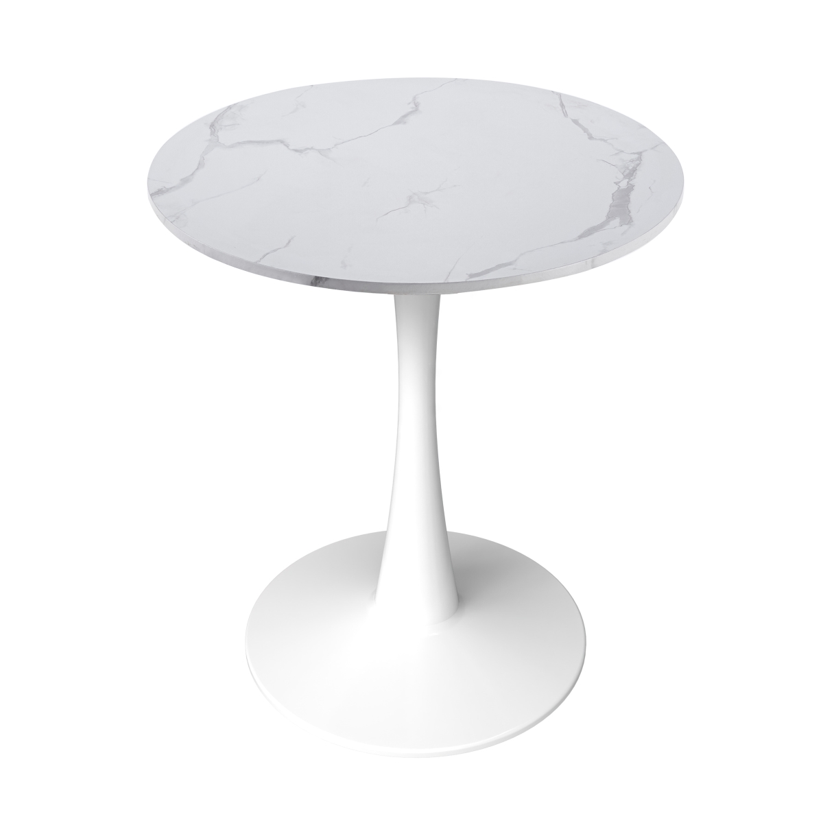 BTW-B24MWT Bristol Bistro Dining Table White Base with 24 in. Marbled White Beveled Top